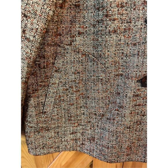 J. Jill Brown Orange Size Small Boucle Asian Collar Mid Length Swing Jacket Twee - Picture 2 of 8